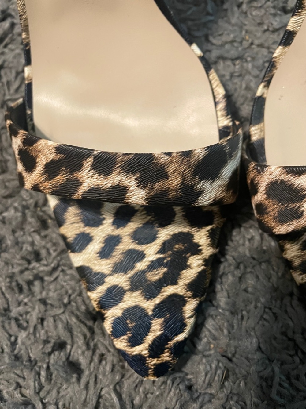 Leopard Print Pointed Toe Ankle Strap Heels - Black/Tan - Picture 4 of 7